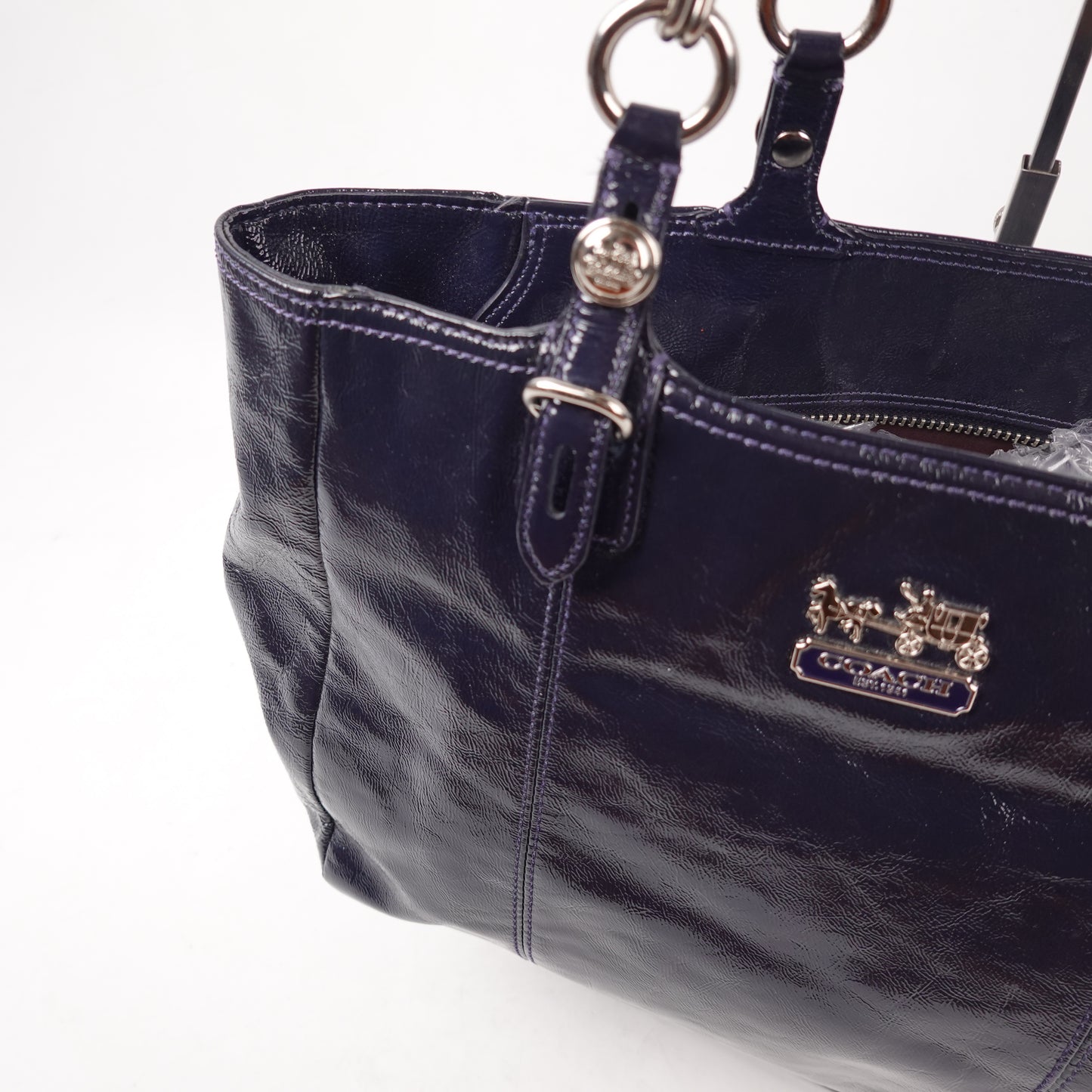 Coach Navy Patent Leather Bag