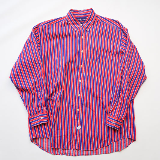Polo RL Striped Red/Blue Button Up - Size XXL