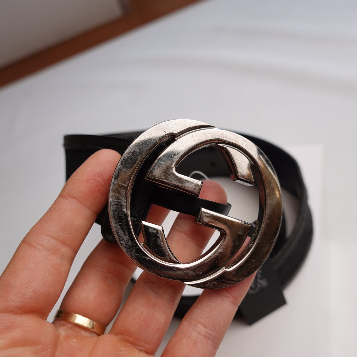 Gucci Canvas/Leather Belt - Size 28