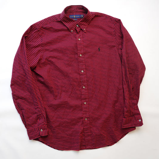 Polo RL Plaid Button Up RED/BLACK - Size L