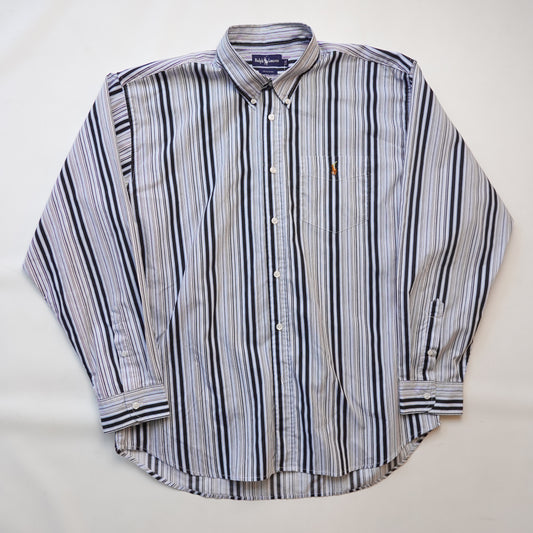 Polo RL Striped Button Up BLUE/BLACK - Size XXL