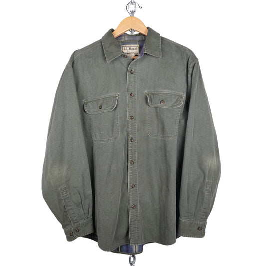 Vintage L.L.Bean Military Green Lined Button Up - Size L