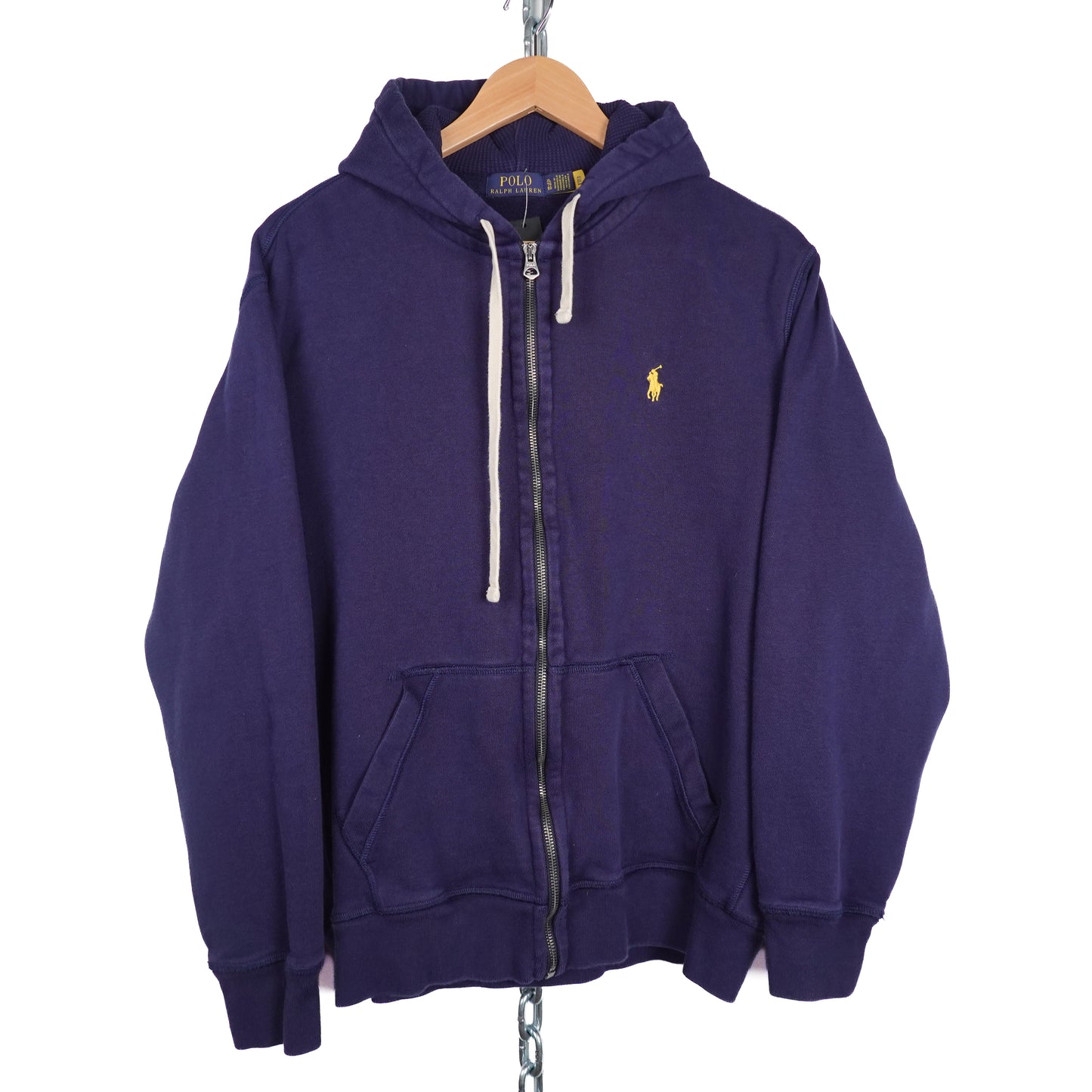 Polo RL Navy/Yellow Zip Up Hoodie - Size XL