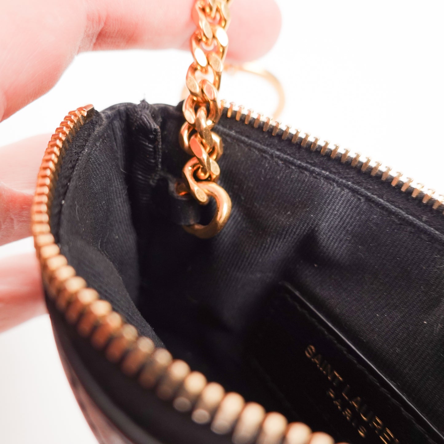 Saint Laurent Calfskin Matelasse Key Pouch