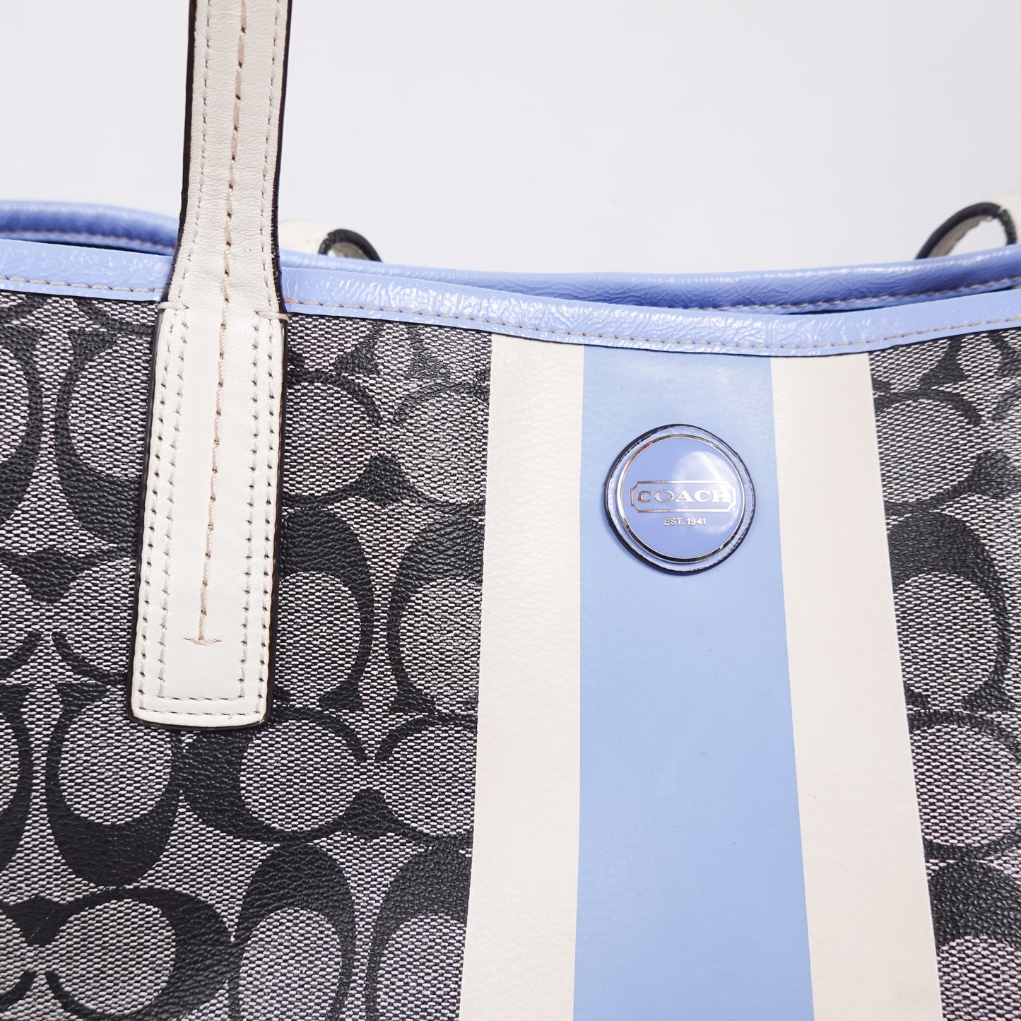 Coach Signature Stripe PVC Carryall Tote