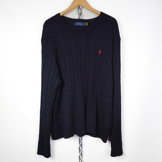 Polo RL Navy Cable Knit - Size XXL