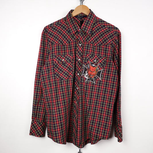 Vintage Pearl Snap Button up - Size L