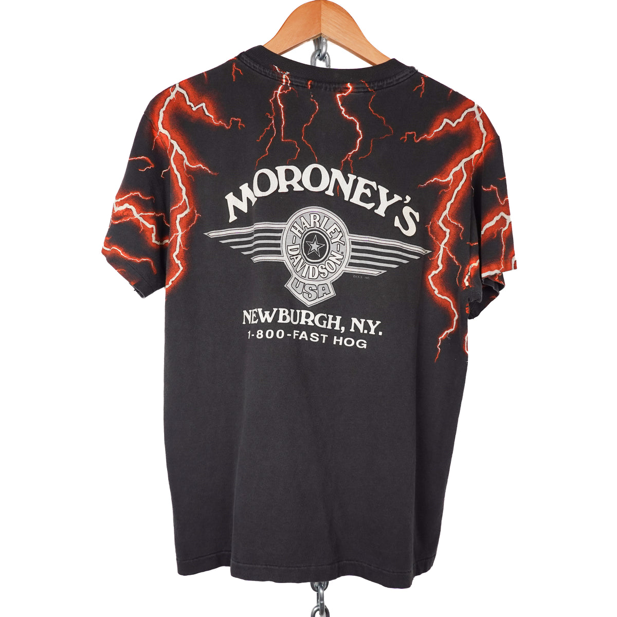 1990s Harley-Davidson Lighting AOP Tee - Size M