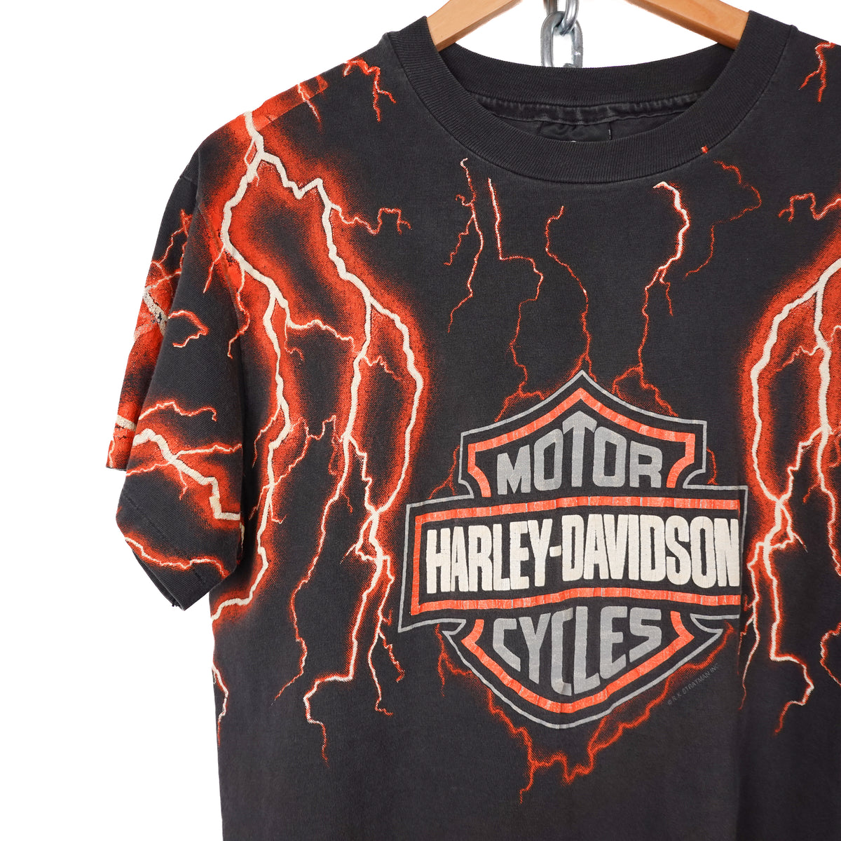 1990s Harley-Davidson Lighting AOP Tee - Size M