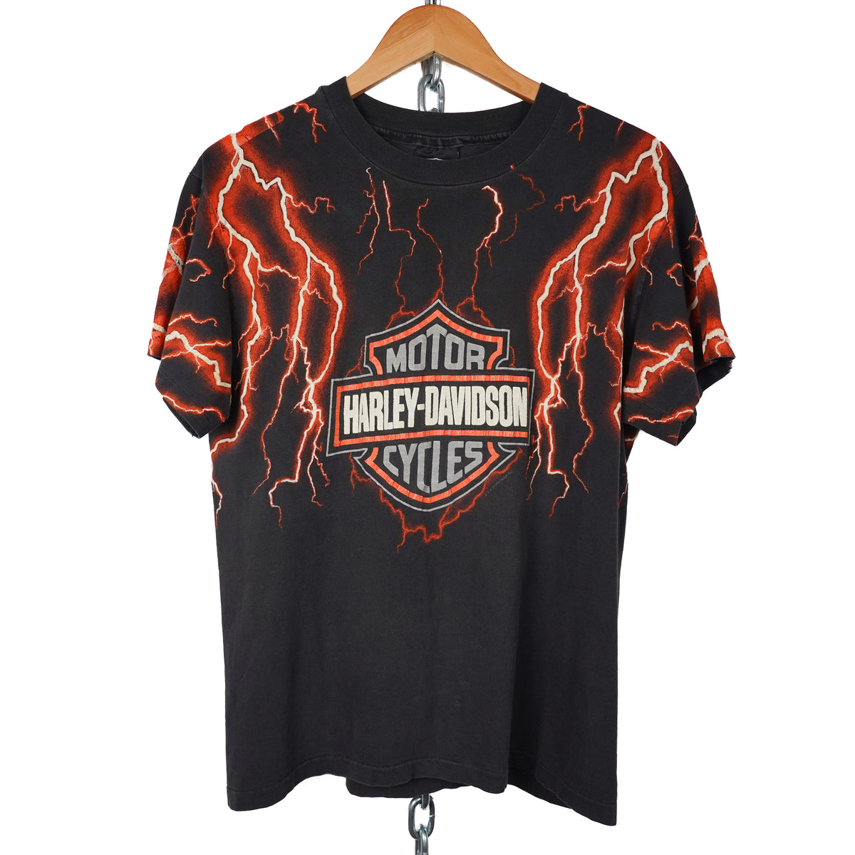 1990s Harley-Davidson Lighting AOP Tee - Size M