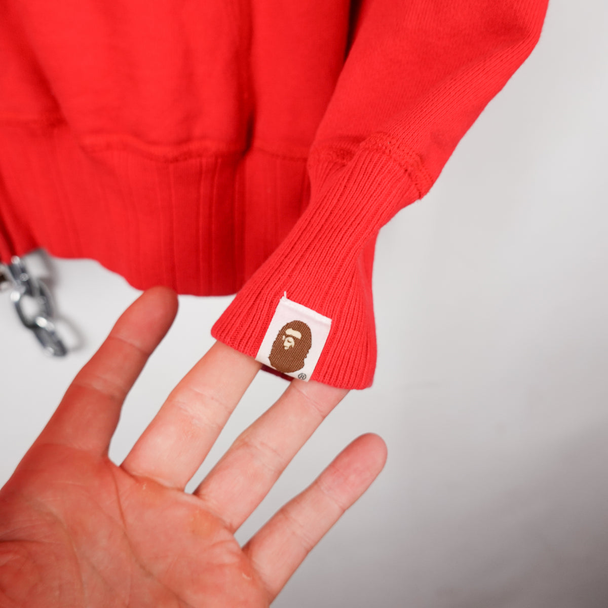 Vintage Bape Red Full Zip Hoodie - Size L