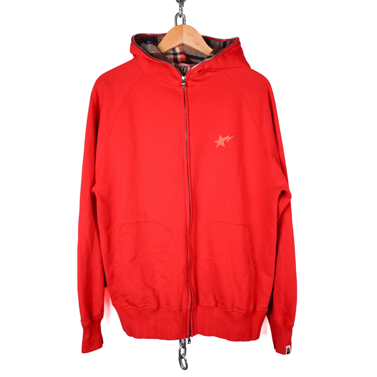 Vintage Bape Red Full Zip Hoodie - Size L