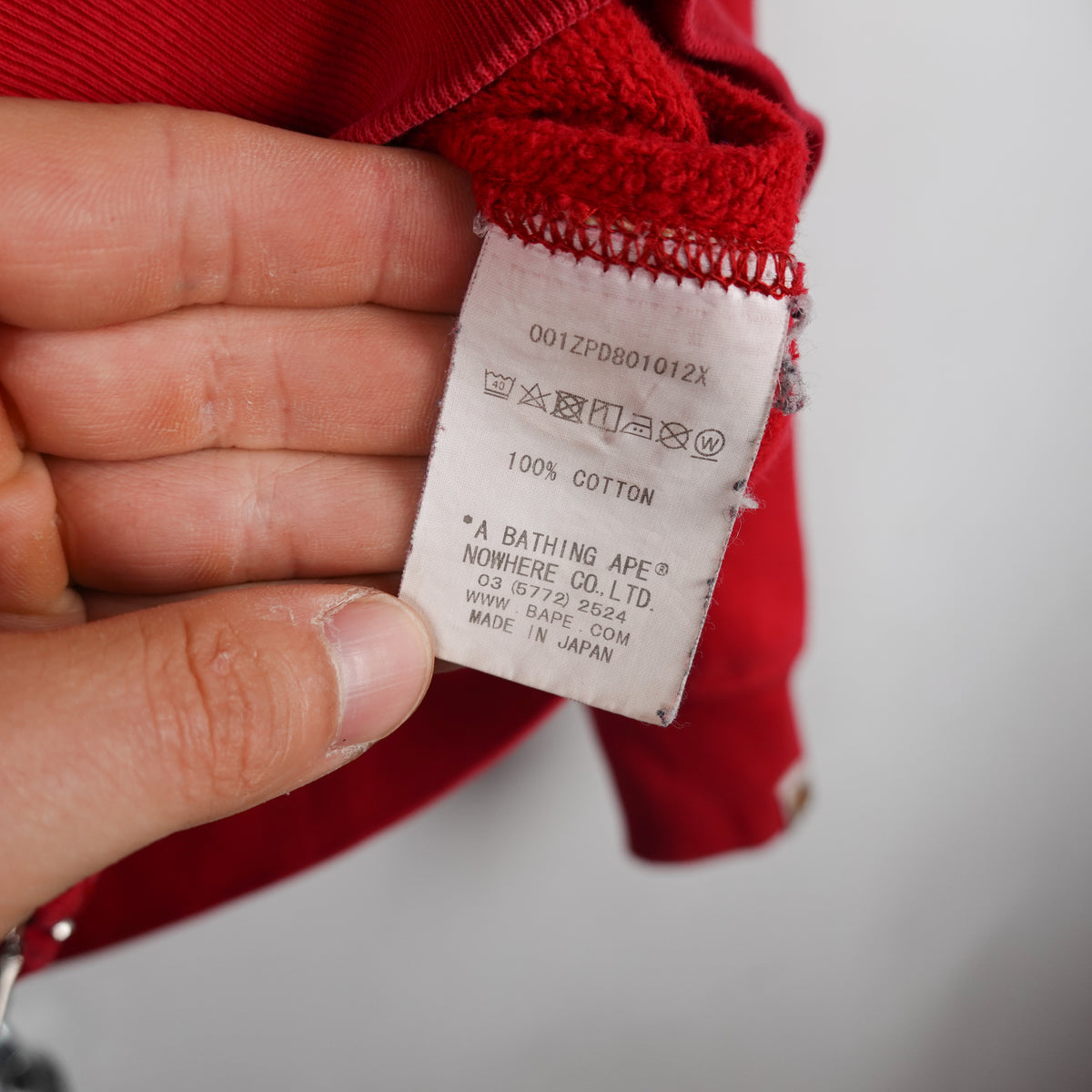 Bape Full Zip Red Shark Hoodie - Size L