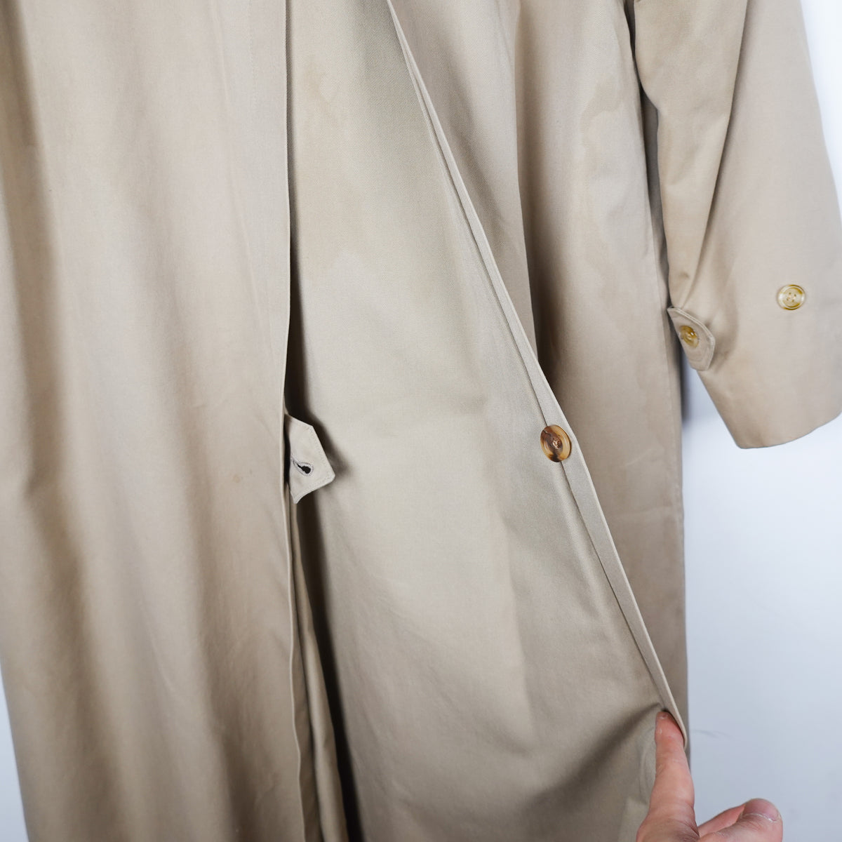 Vintage Burberry Wool lined Hooded Trench Coat - Women's L