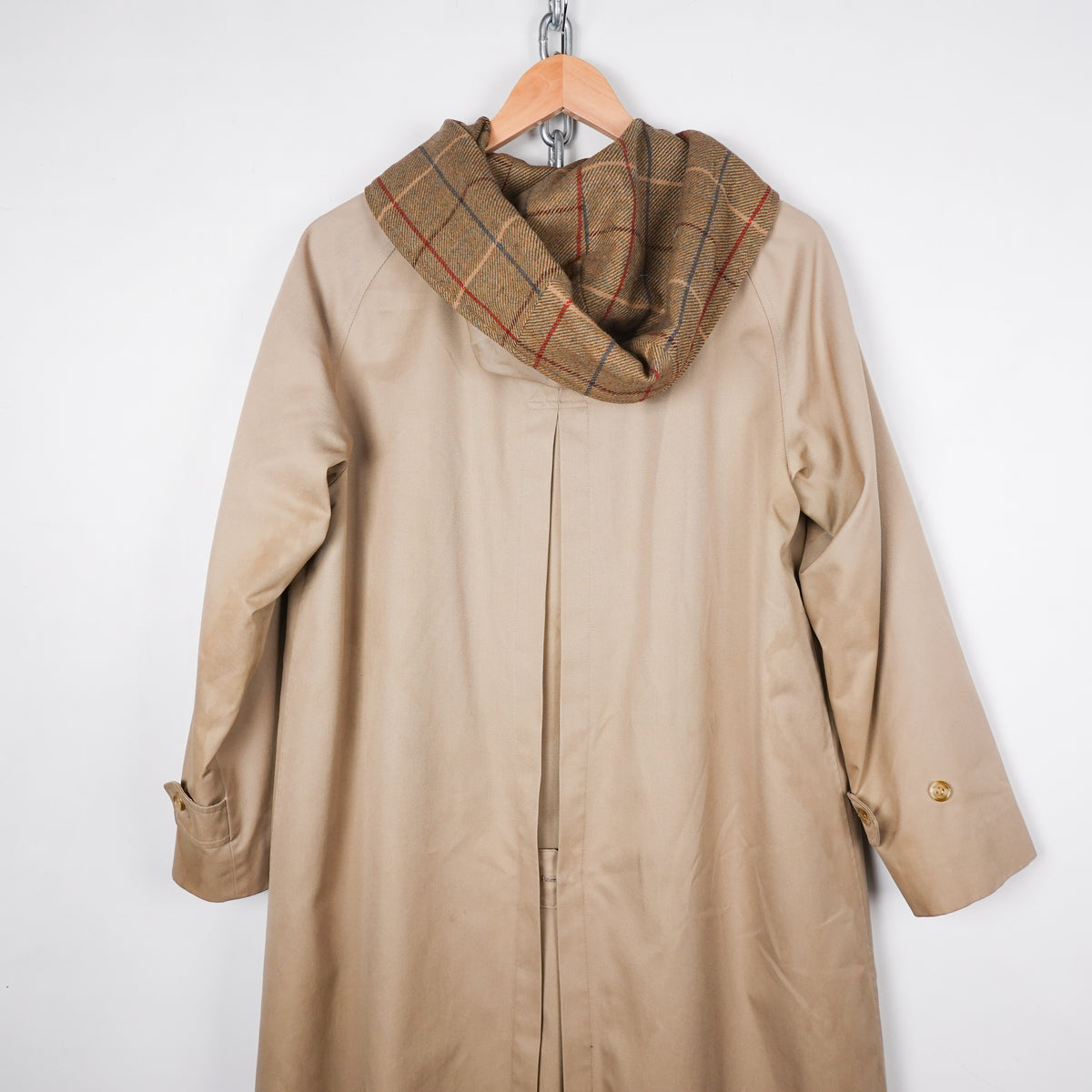 Vintage Burberry Wool lined Hooded Trench Coat - Women's L