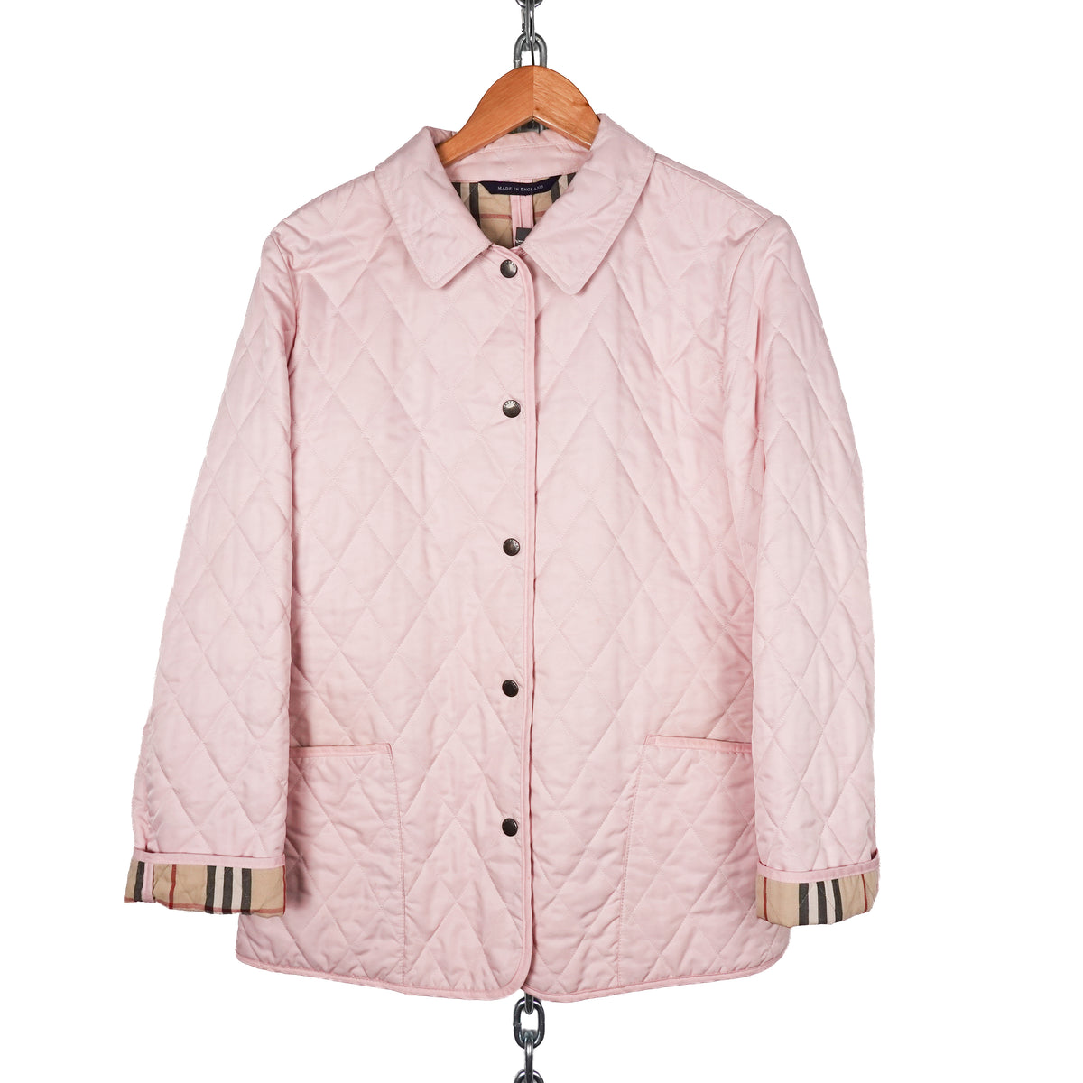 Burberry Pink Quilted Jacket - Women's L