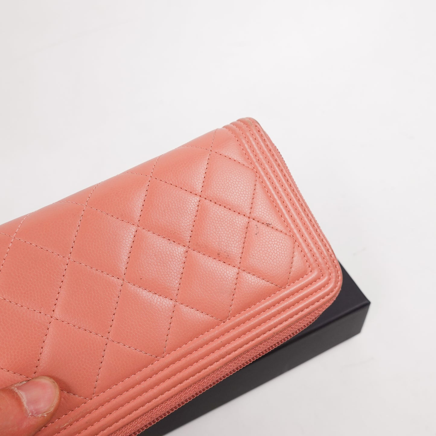 Chanel Boy Lambskin Wallet Peach