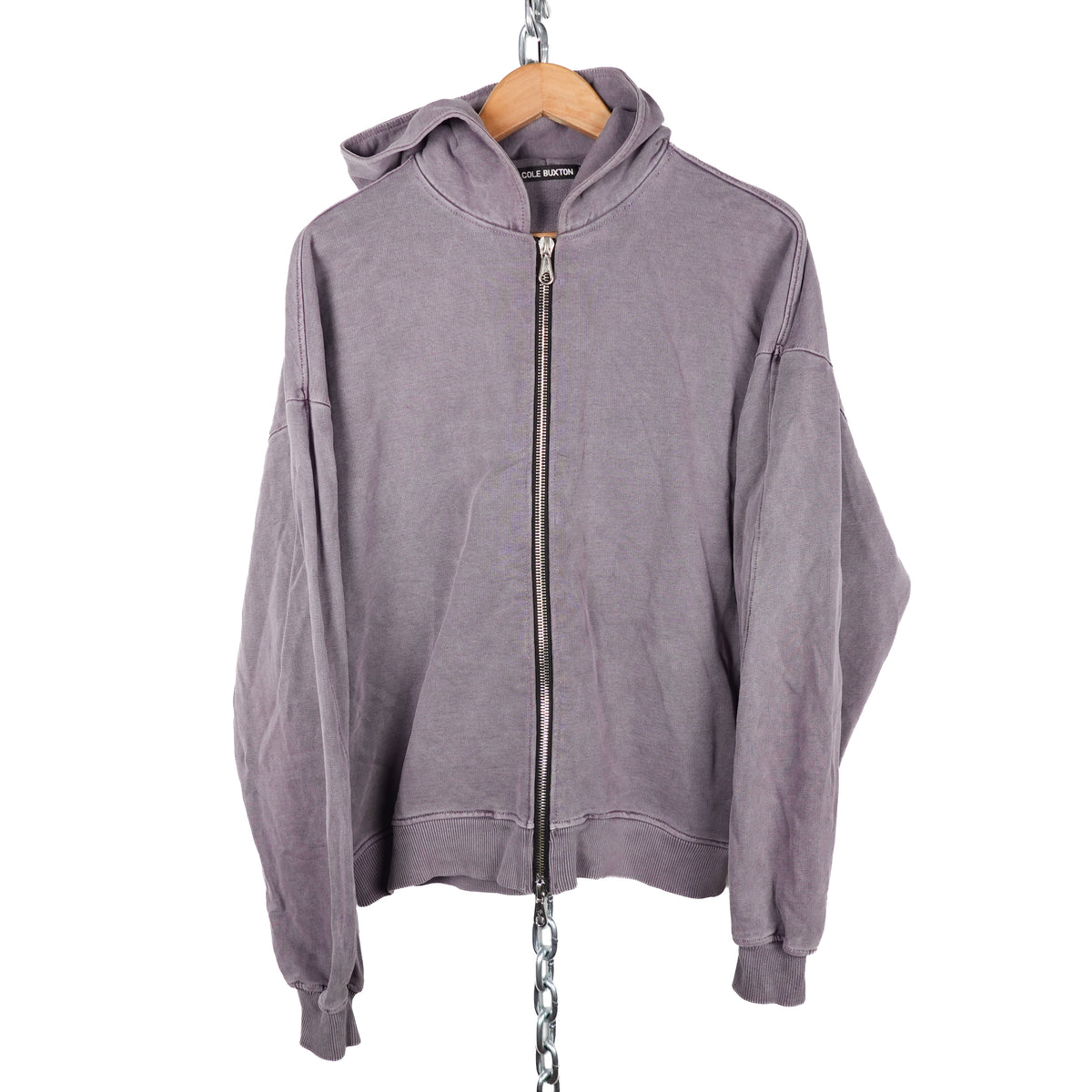 Cole Buxton Zip Up Purple Over Dyed Hoodie - Size M