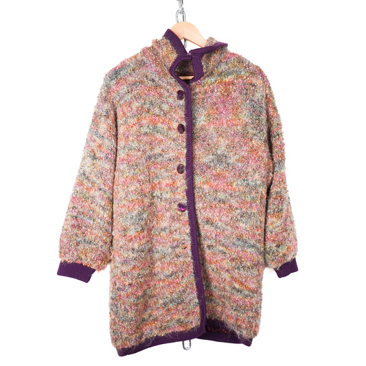 Vintage Bouclé Knit Multicolour Cardigan - Womens L