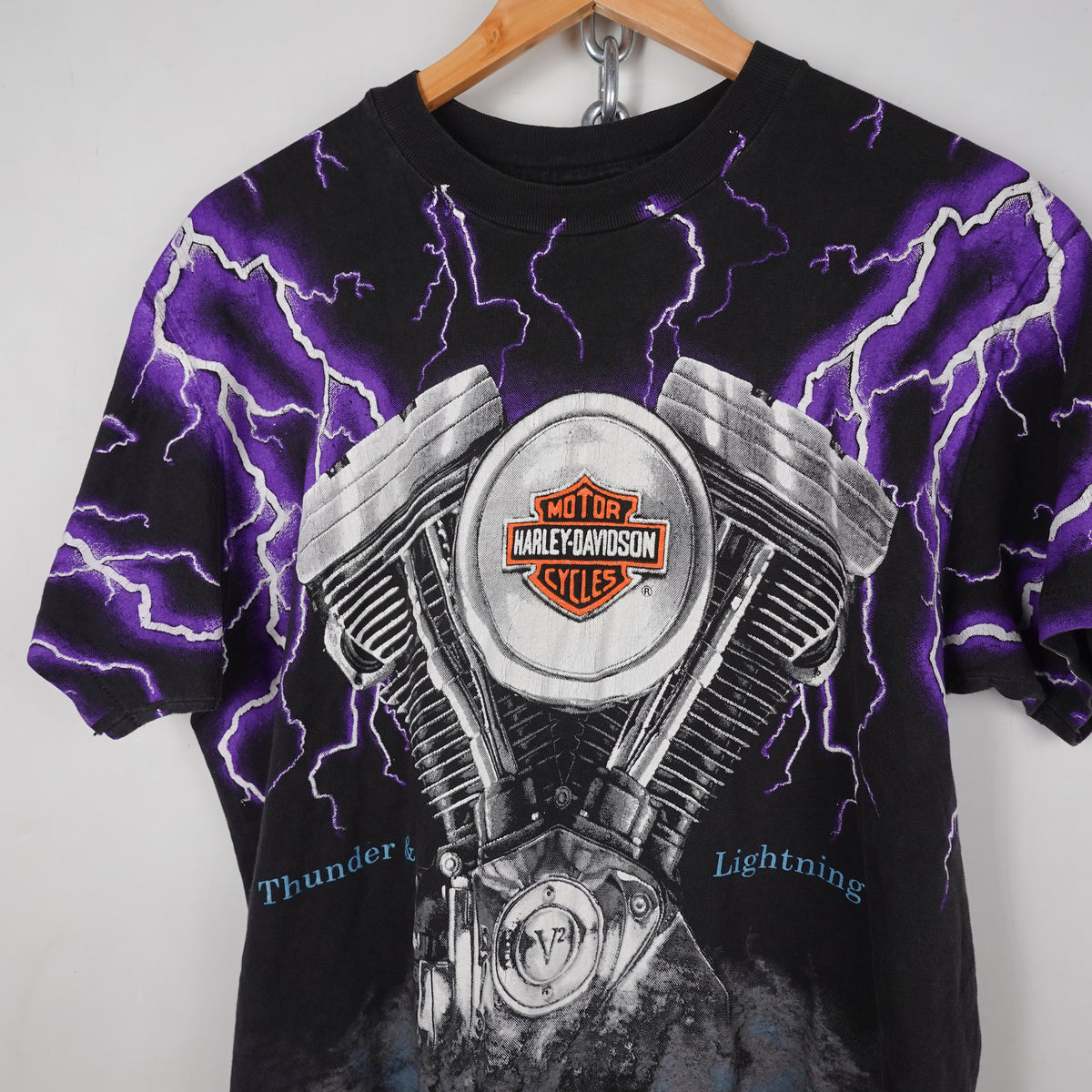 Vintage Harley Thunder & Lightning Tee - Size M