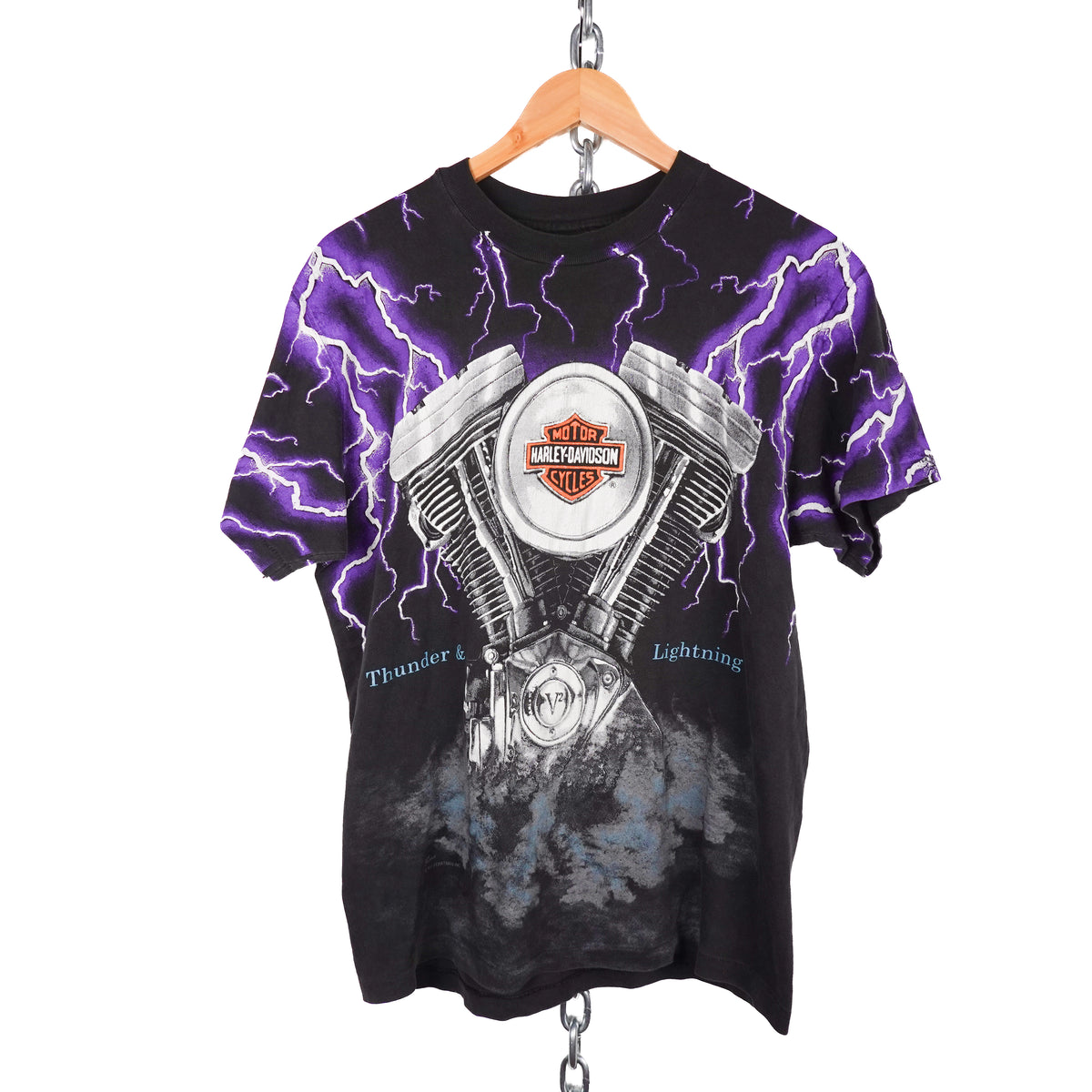 Vintage Harley Thunder & Lightning Tee - Size M