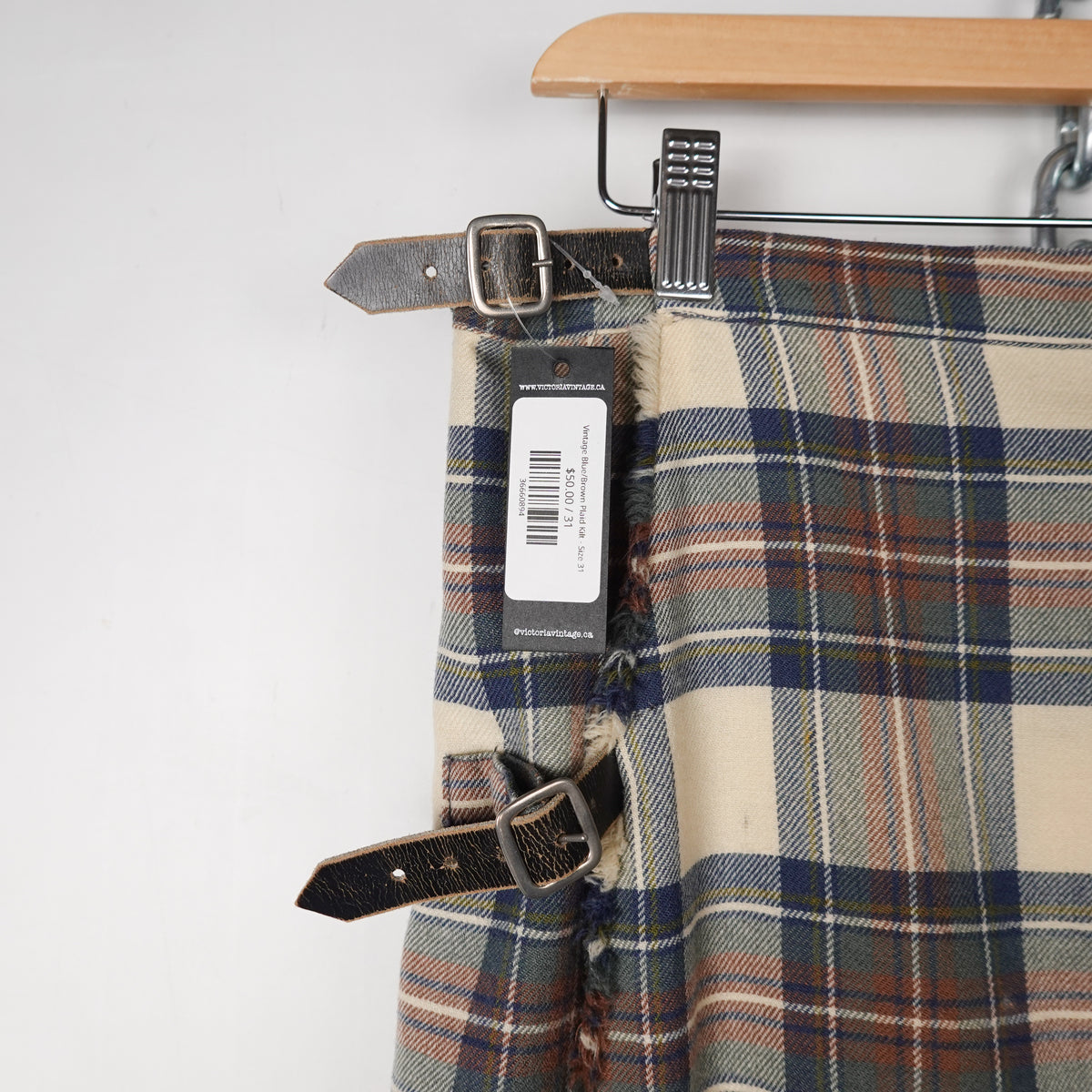 Vintage Blue/Brown Plaid Kilt - Size 31