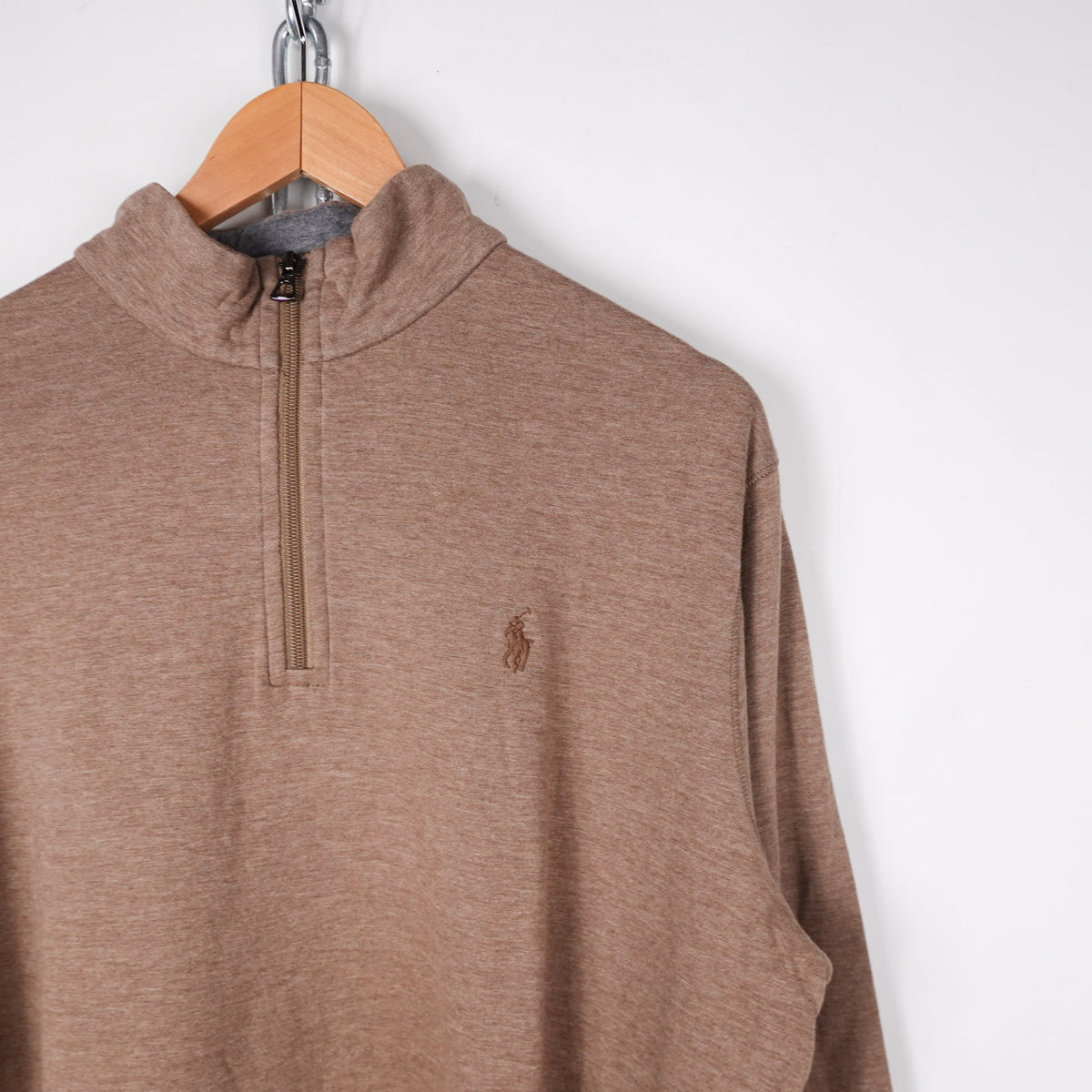 Polo RL Brown 1/4 Zip - Size L