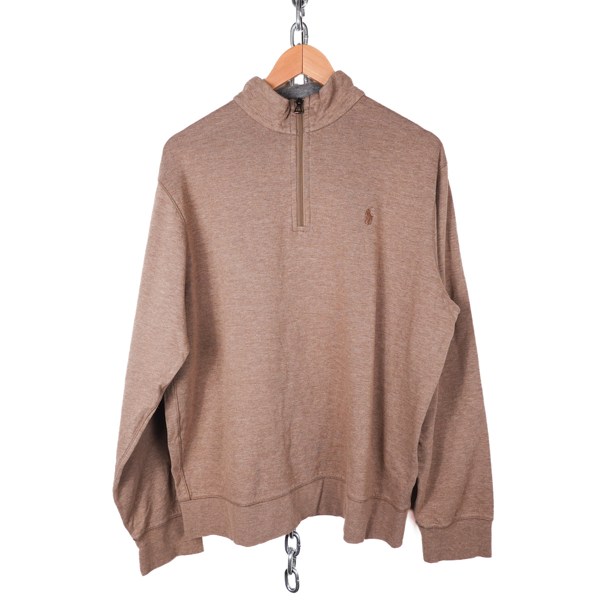 Polo RL Brown 1/4 Zip - Size L