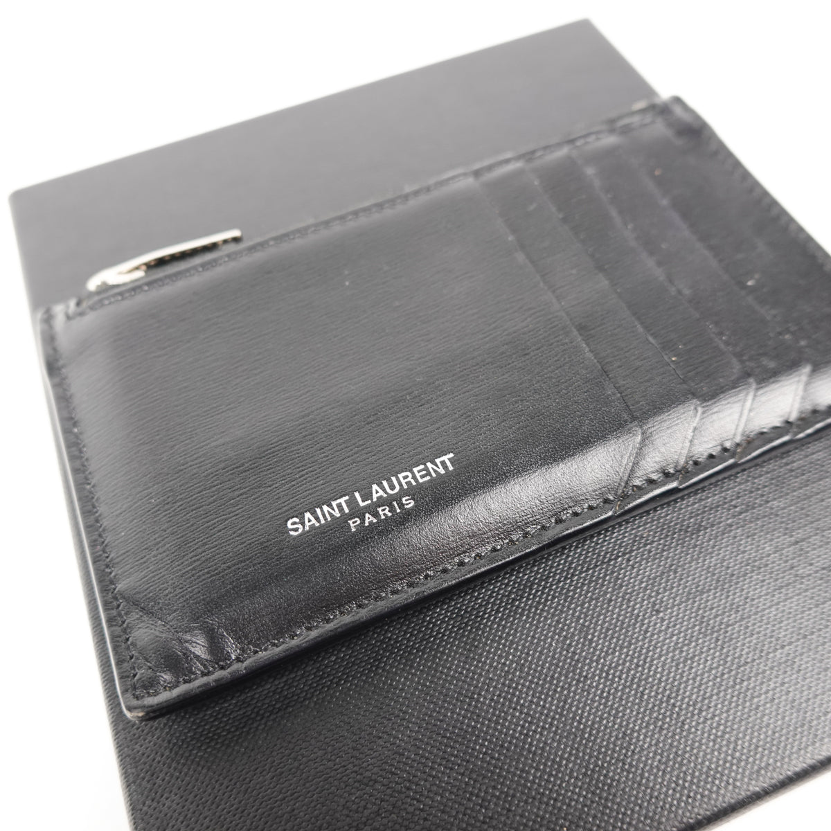 Saint Laurent Paris Black Leather Pocket Organizer