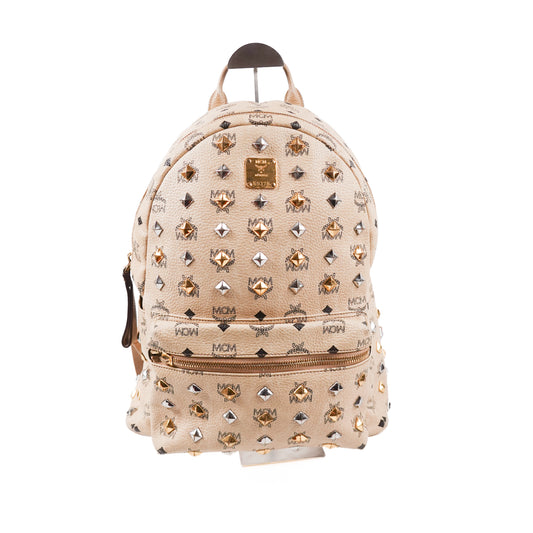 MCM Studded Stark Backpack - Beige
