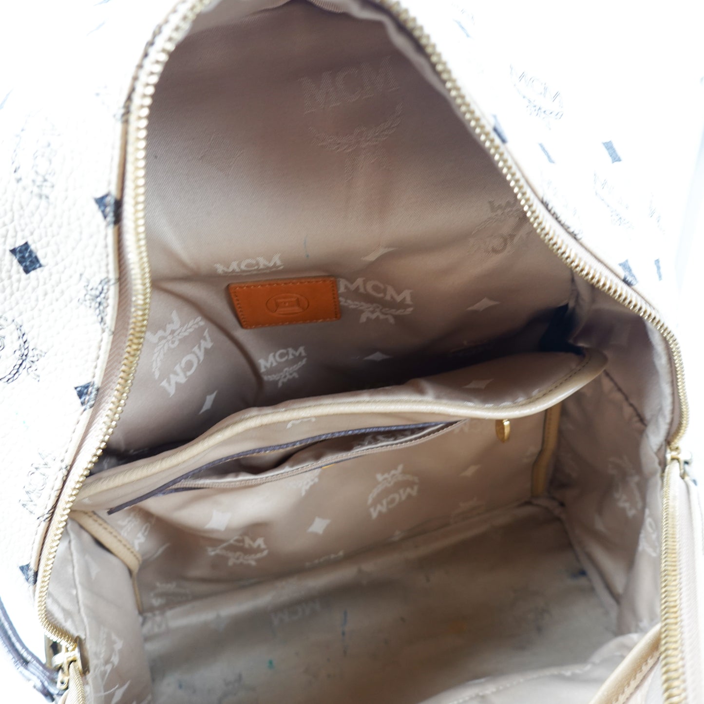 MCM Studded Stark Backpack - Beige