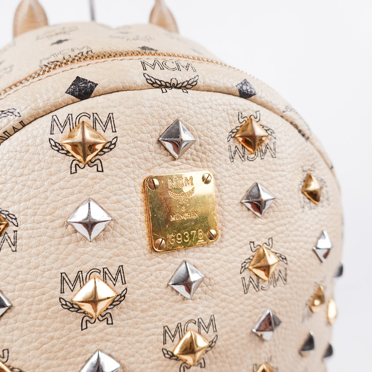 MCM Studded Stark Backpack - Beige