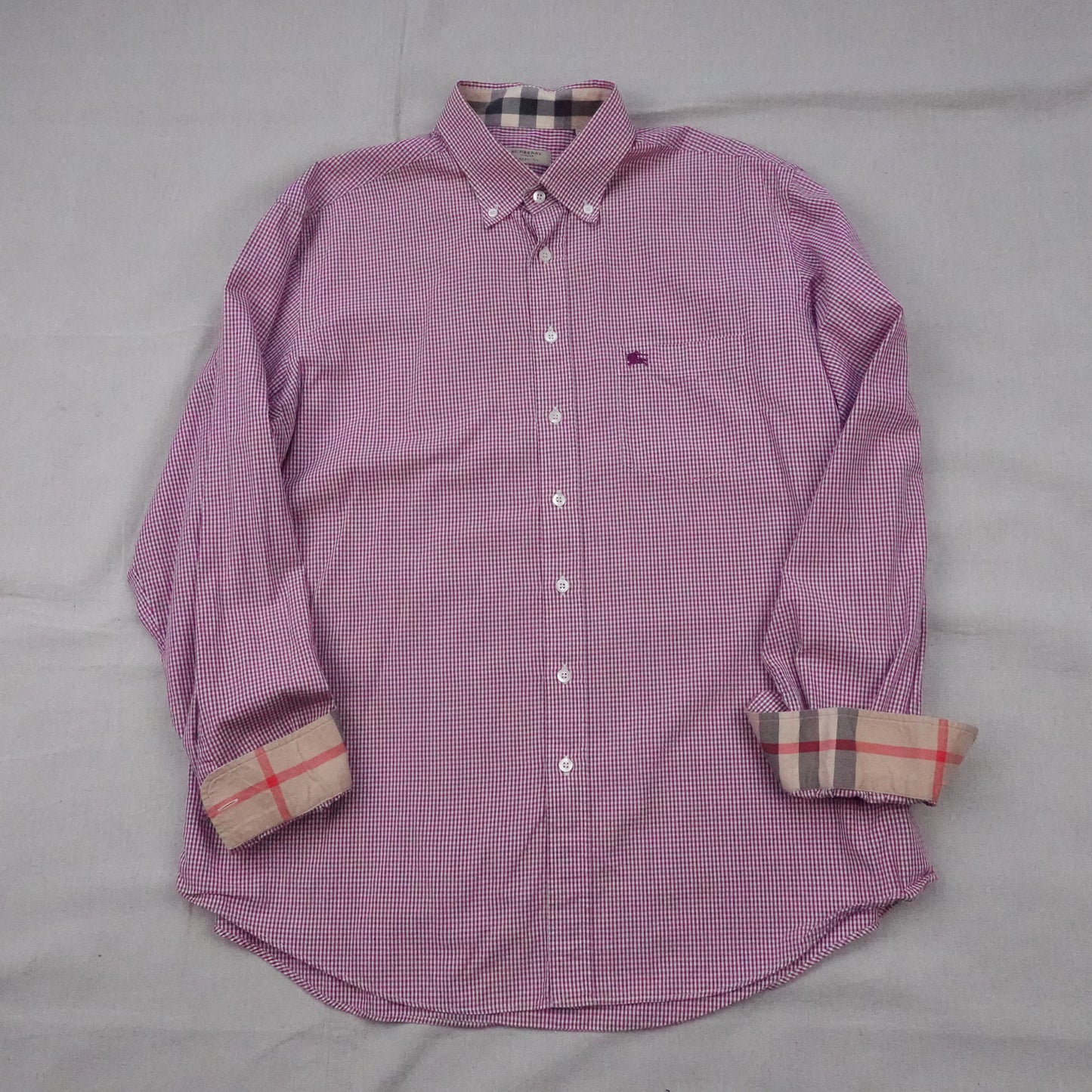 Burberry London Red/White Button Up - Size XL