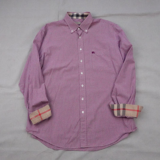 Burberry London Red/White Button Up - Size XL