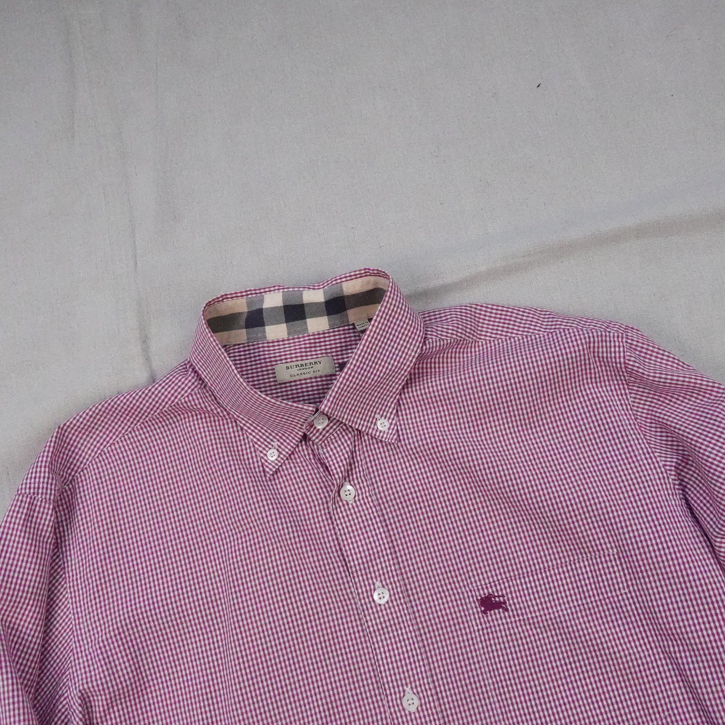 Burberry London Red/White Button Up - Size XL