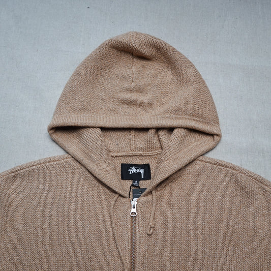 Stussy Zip Up Hooded Knit Sweater - Size S