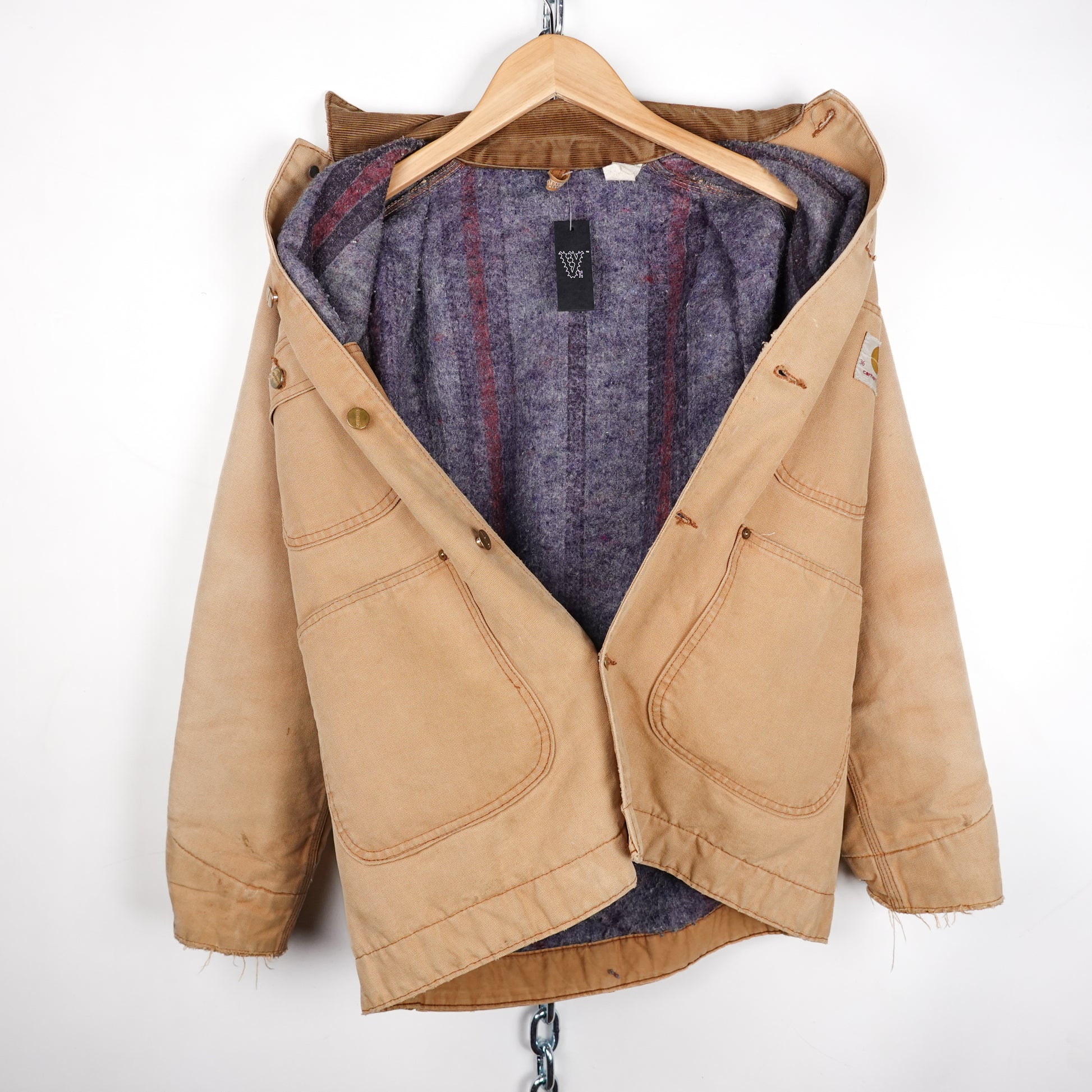 1970s Carhartt Union Made Chore Jacket - Size M Inside Liner Photo