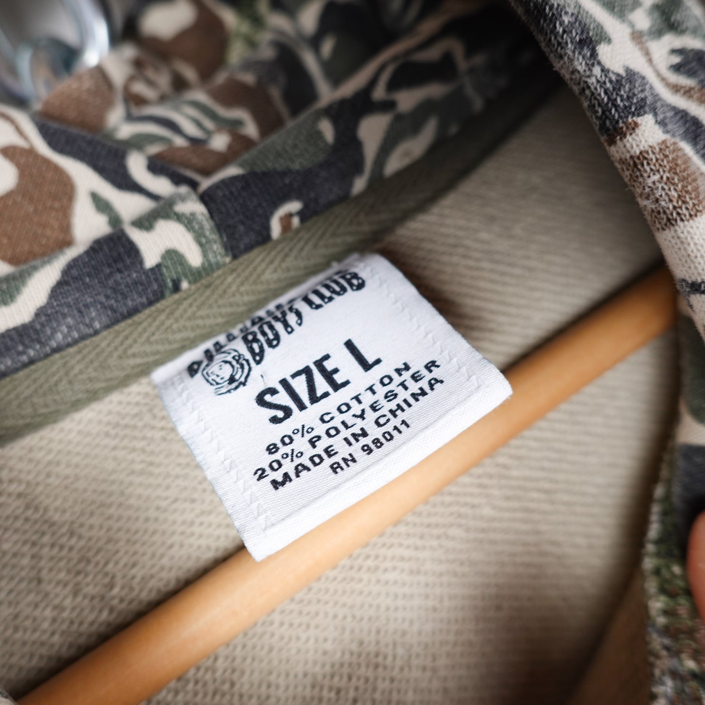 BBC Camo Spell Out Hoodie - Size L