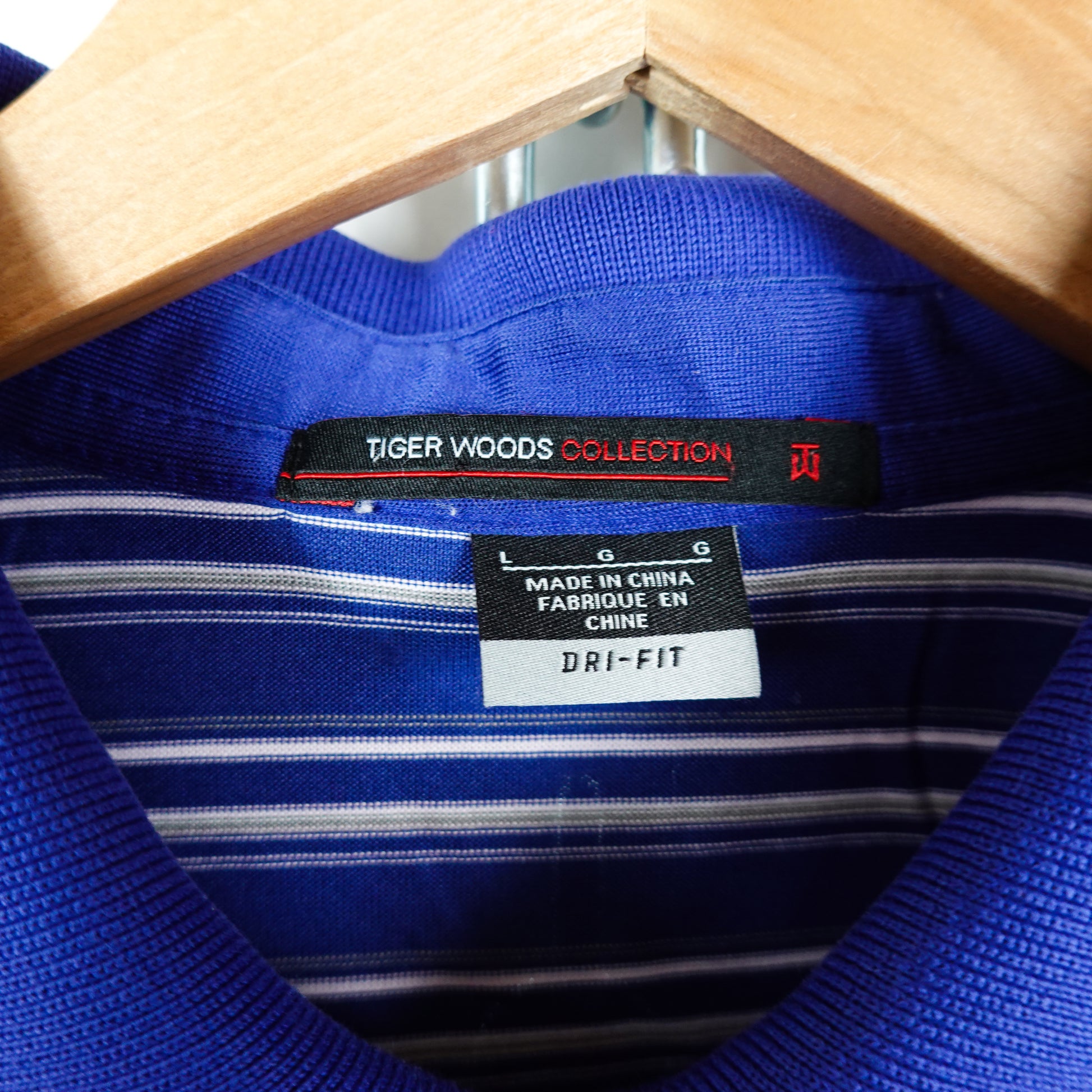 Nike Tiger Woods Blue Polo - Size L Neck Label