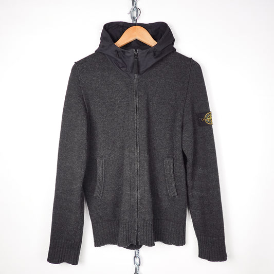 Stone Island Wool Hooded Knit Zip Up - Size L