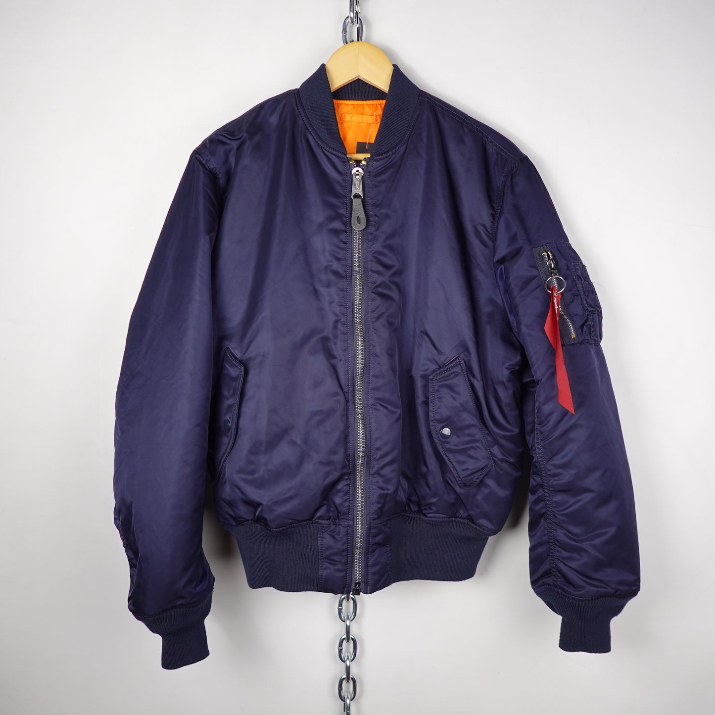 Alpha Industries Navy Reversible Bomber Jacket - Size M