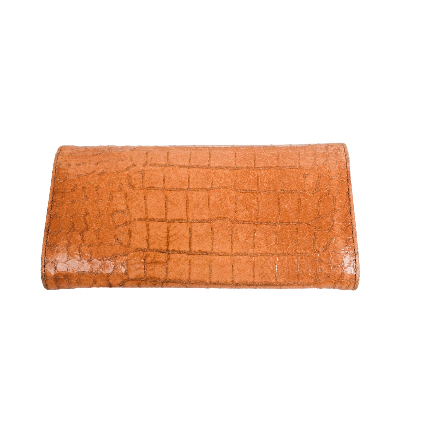 Miu Miu Tan Camel Croc Embossed Long Wallet