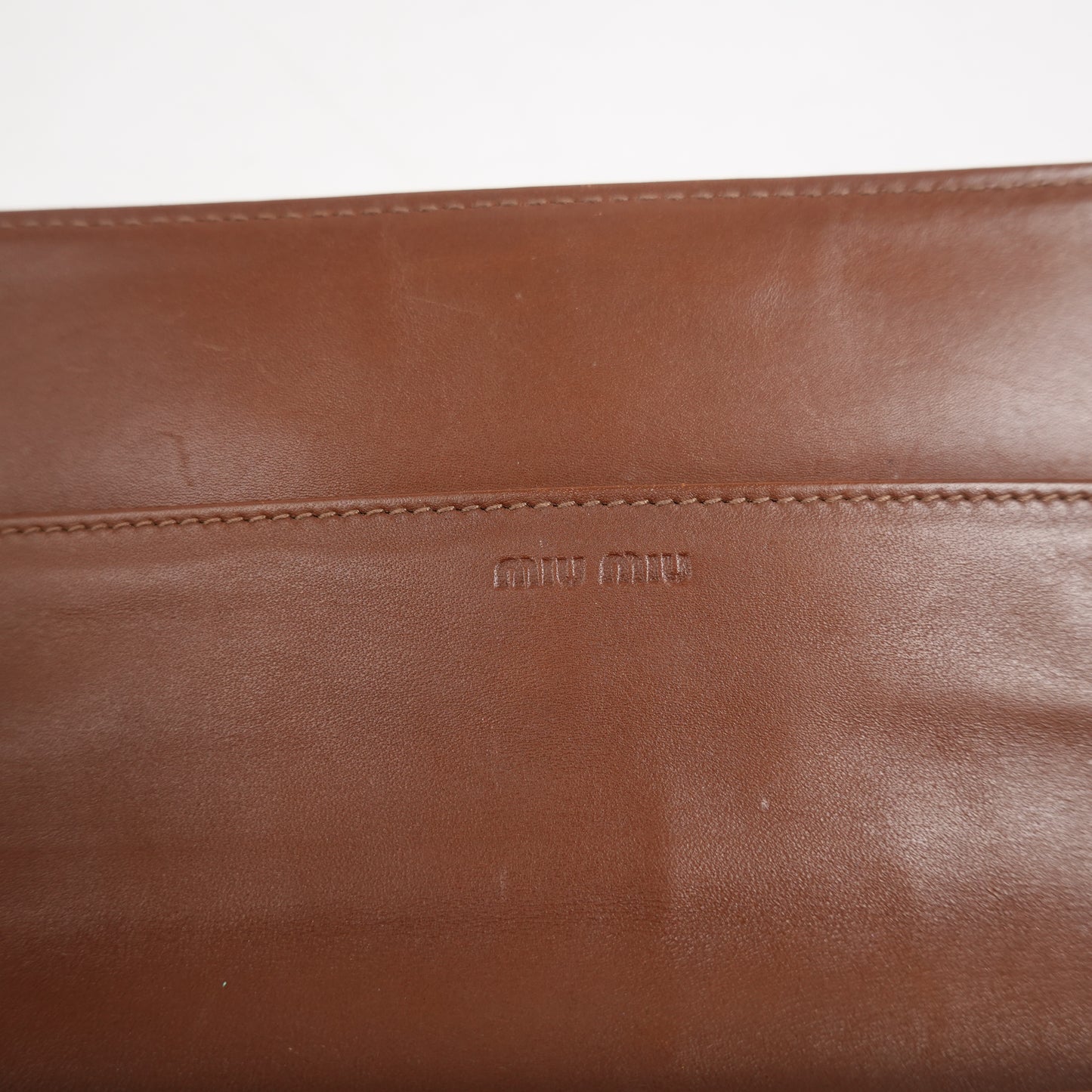 Miu Miu Tan Camel Croc Embossed Long Wallet