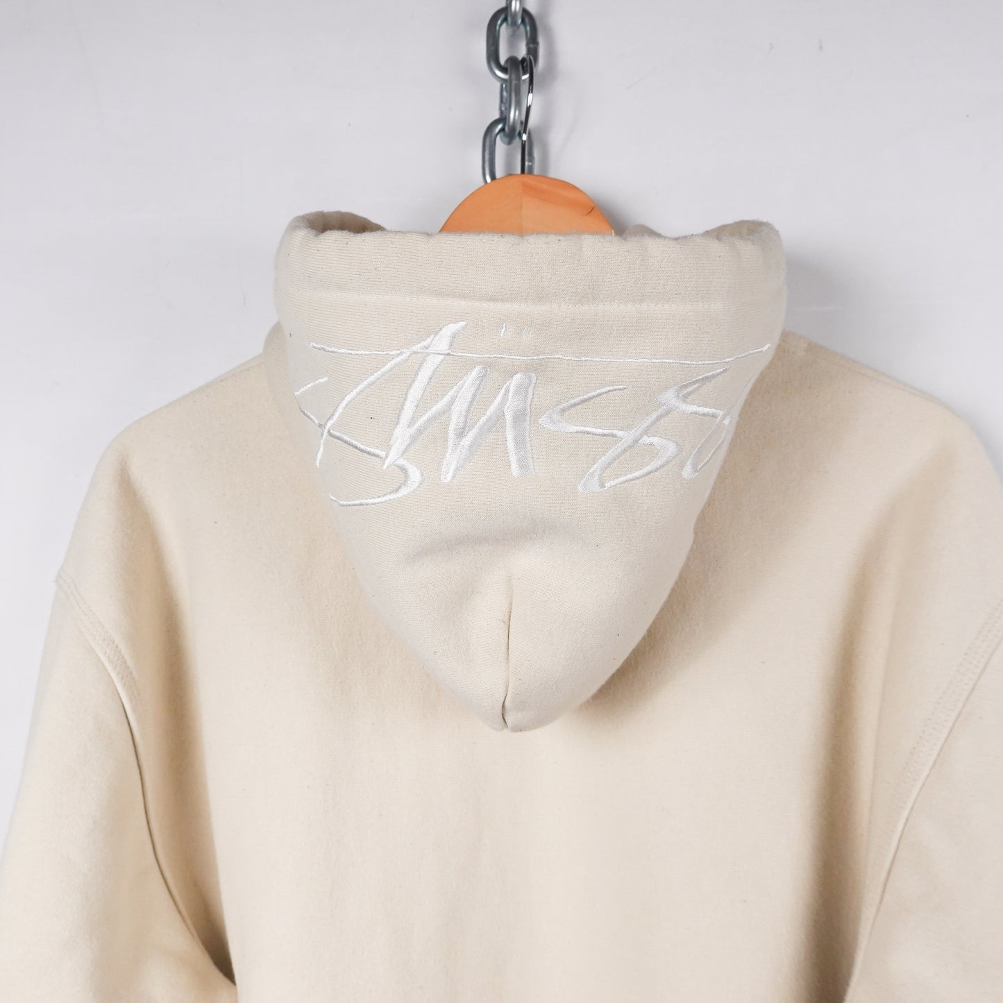 Stussy Hood Logo Hoodie Cream - Size M
