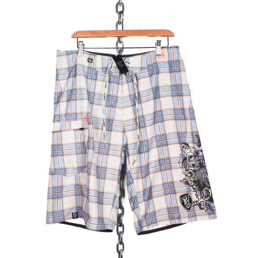 Vintage Lost Plaid Board Shorts - Size 34
