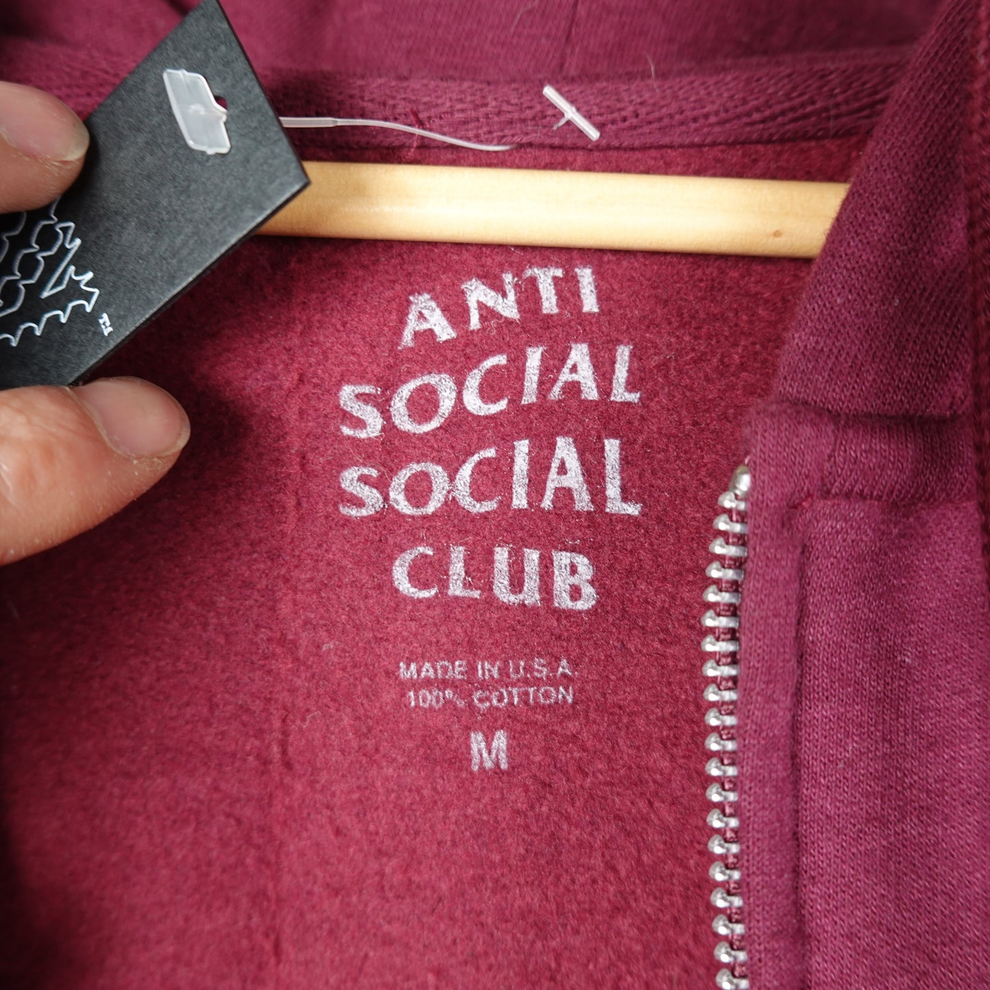 Anti Social Social Club Burgundy Hoodie - Size M