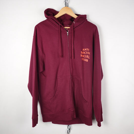 Anti Social Social Club Burgundy Hoodie - Size M