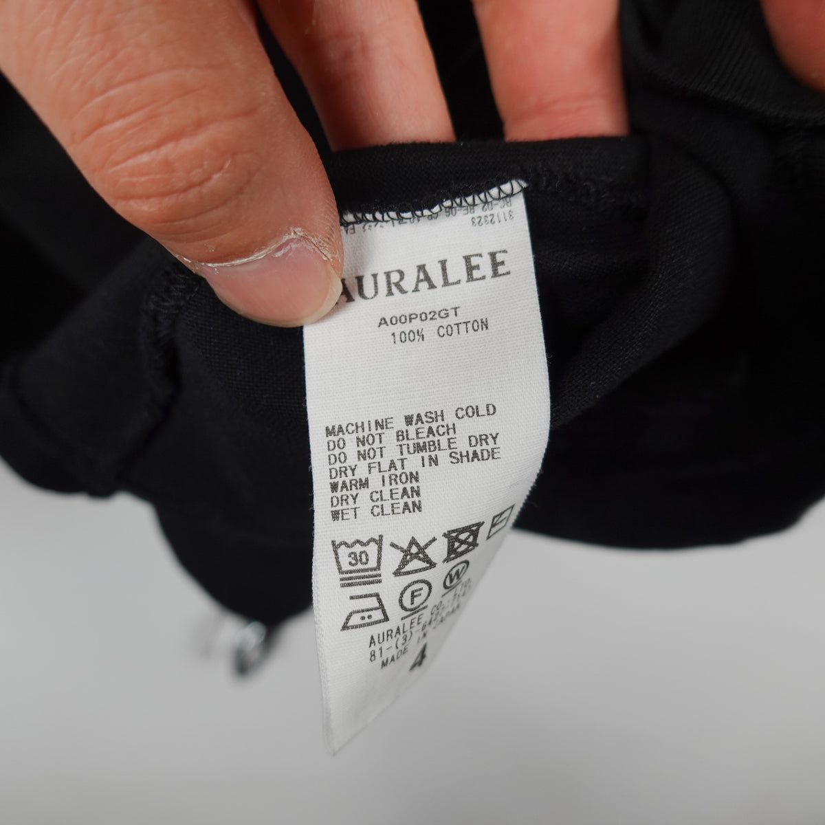 Auralee Black Cotton Tee - Size L