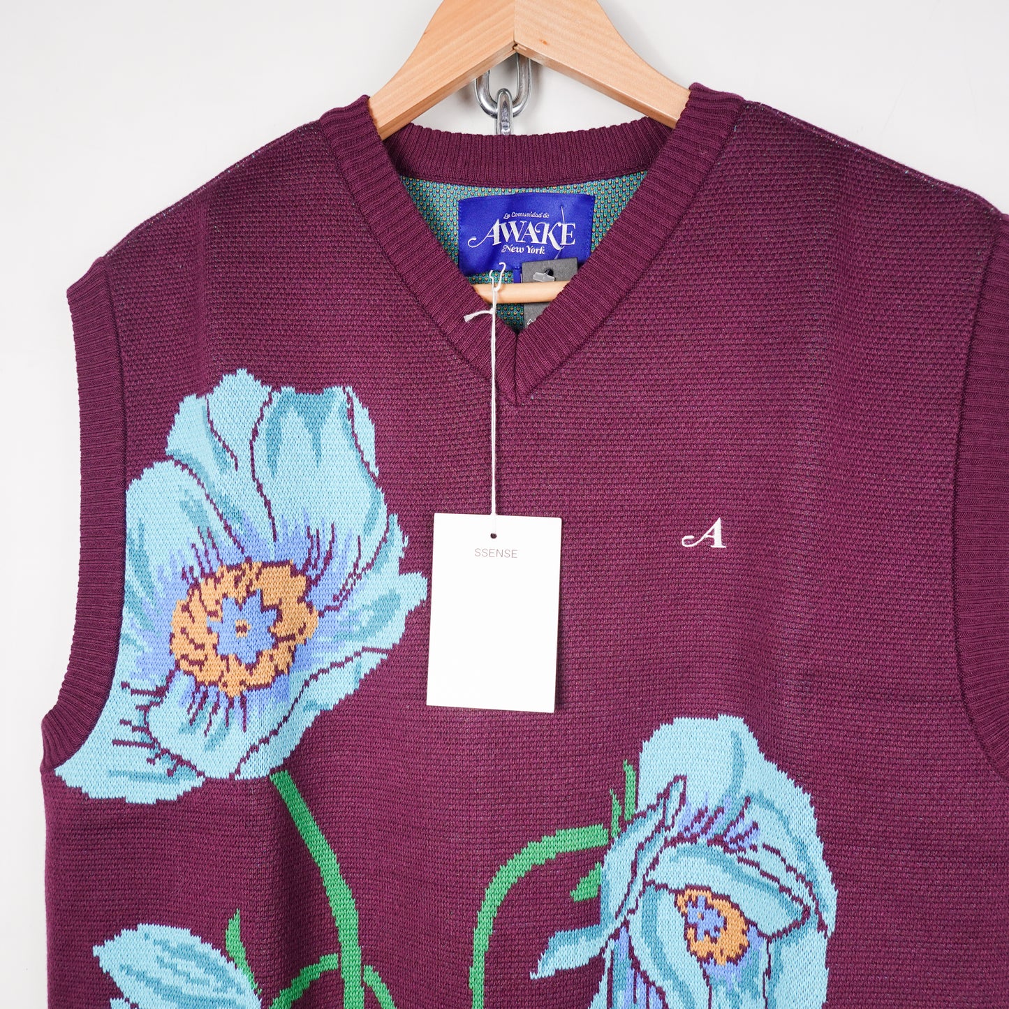 Awake NY Magenta Floral Sweater Vest - Size L