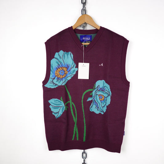 Awake NY Magenta Floral Sweater Vest - Size L